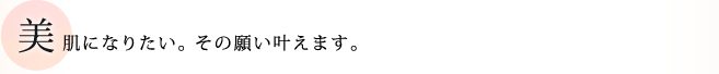 美肌になりたい。その願い叶えます。